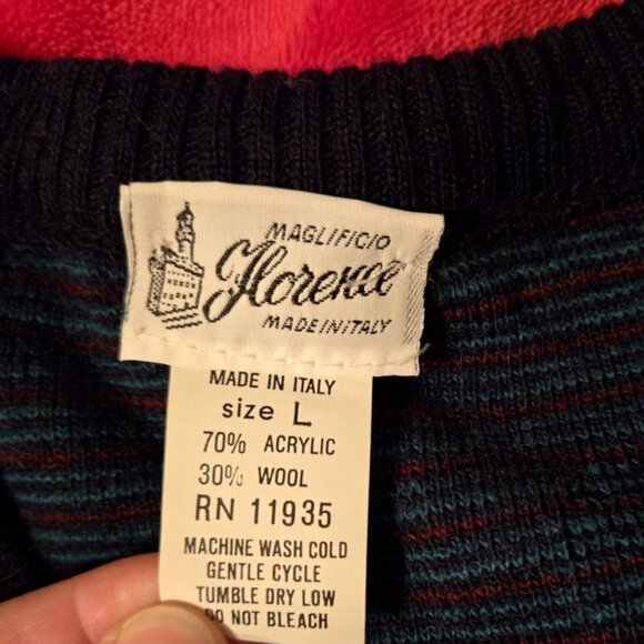 Maglificio Florence Acrylic Wool Blend Vest Diamond Pattern Size Large Dark Blue - Picture 3 of 4